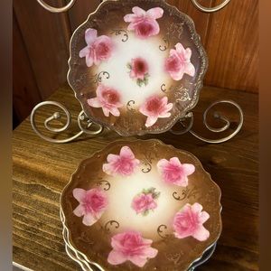 Vintage CT Carl Tielsch Altwasser rose made in Germany dessert plates, cottage